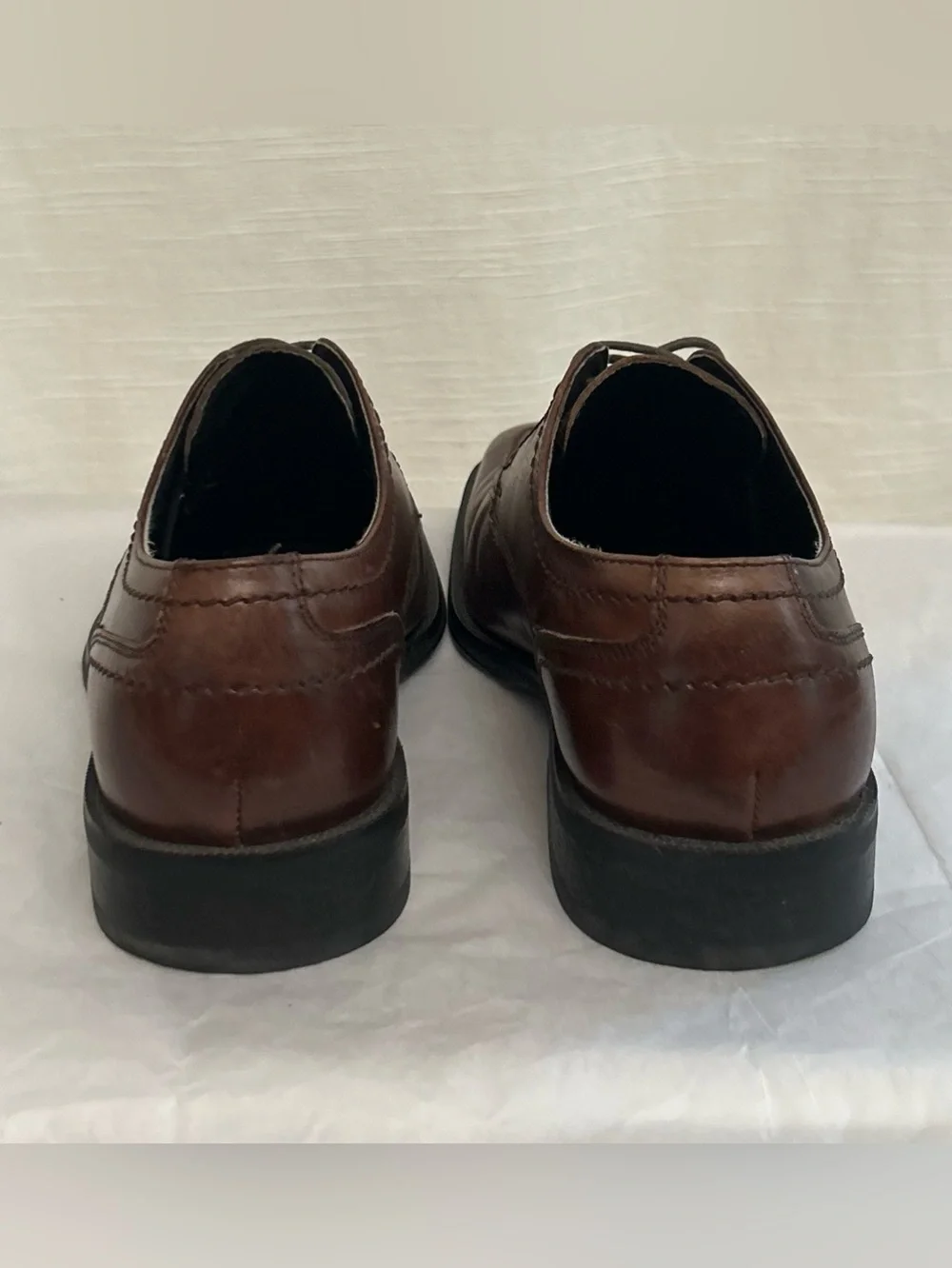 Alfani Like New Men's Brown Leather Square Toe‎ Lace-Up Dress Shoes